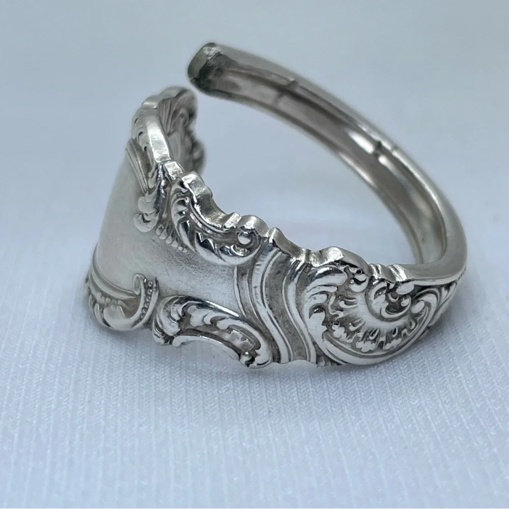 Vintage Stainless Steel Ornate Floral Scroll Boho Wrap Handcrafted Sz 9